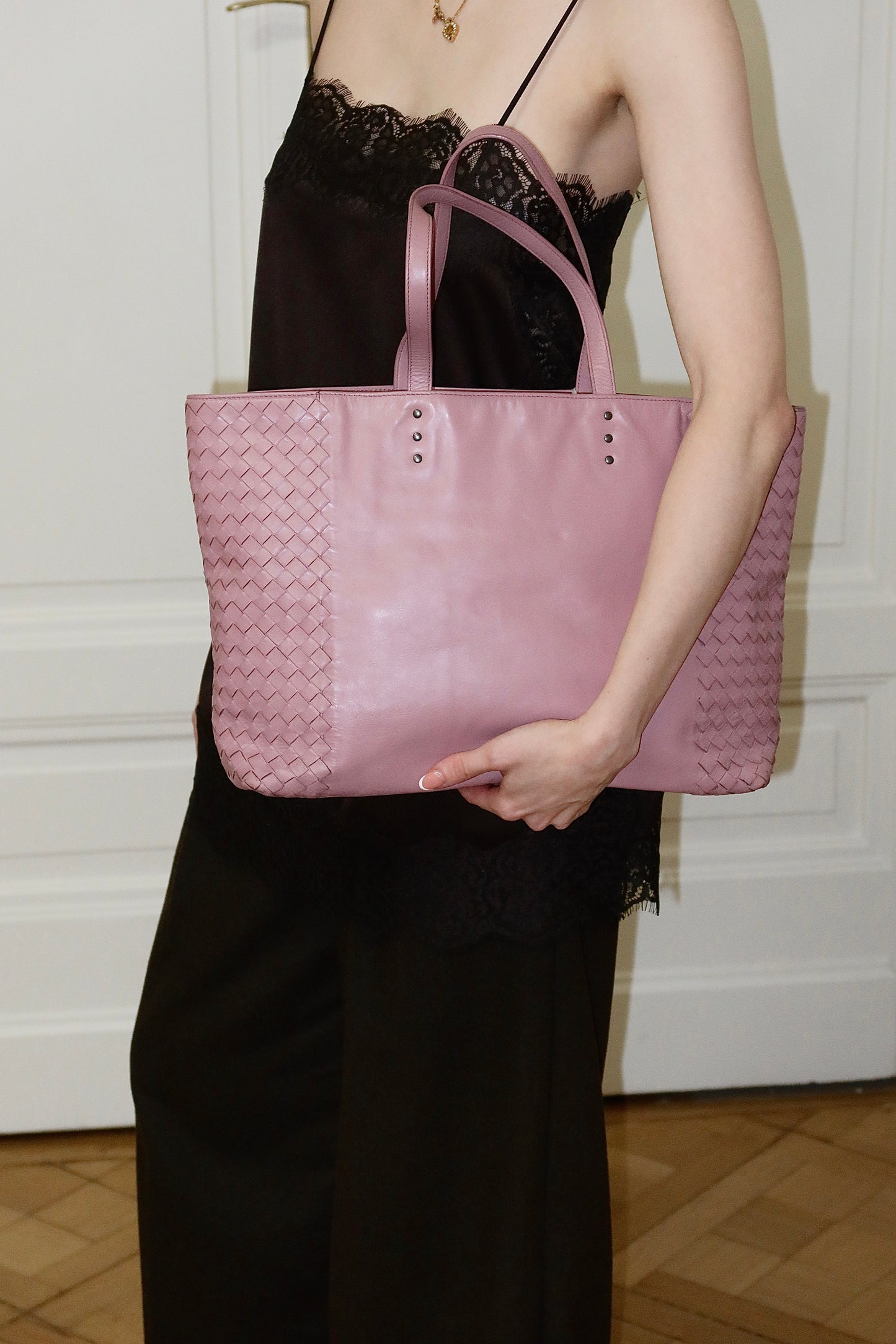 BOTTEGA VENETA INTRECCIATO TOTE SHOPPER BAG PINK