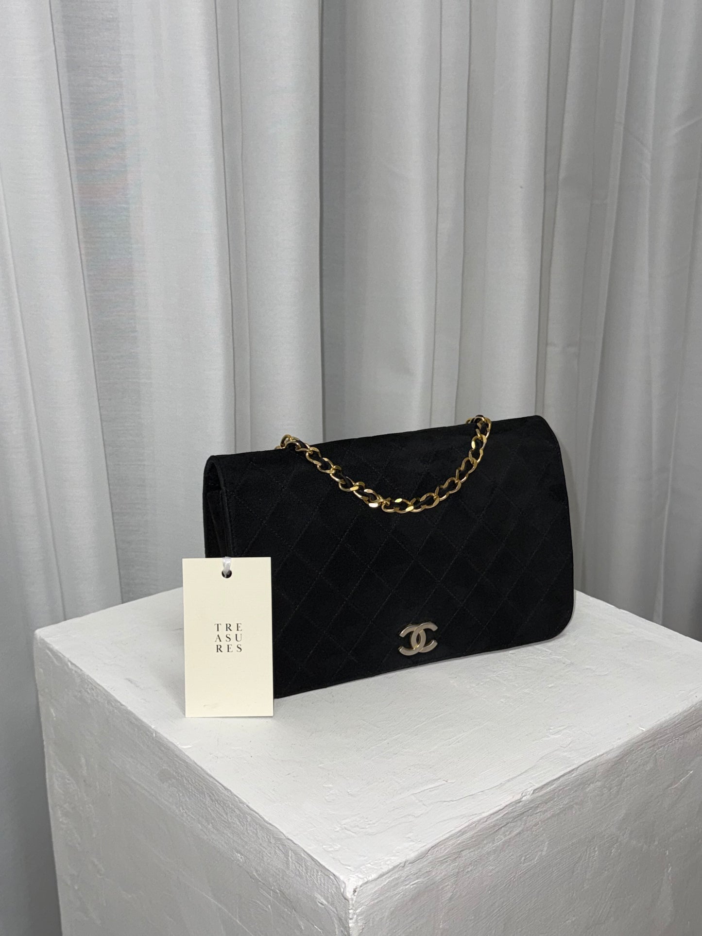 CHANEL SUEDE FULL FLAP BLACK