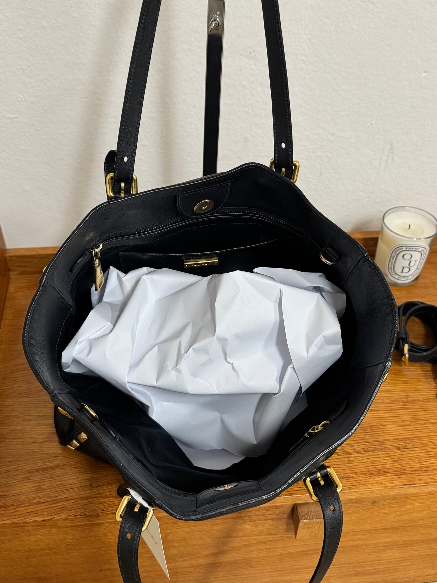 MIU MIU TOTE BAG GOLD HW STUDS