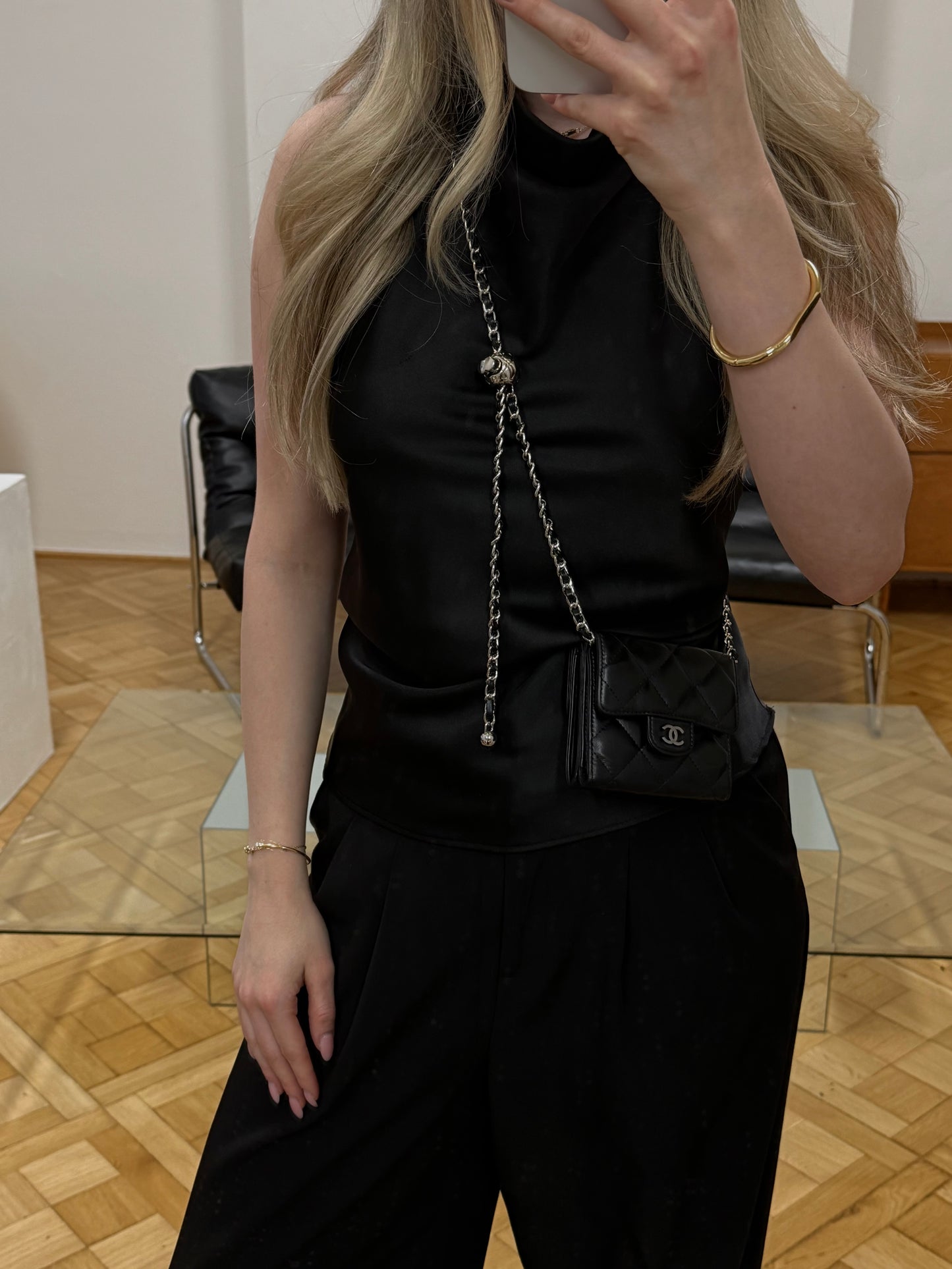 CHANEL MINI WALLET LAMBSKIN BLACK SERIES 10