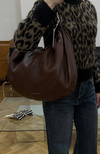 MIU MIU HOBO SHOULDER BAG BROWN