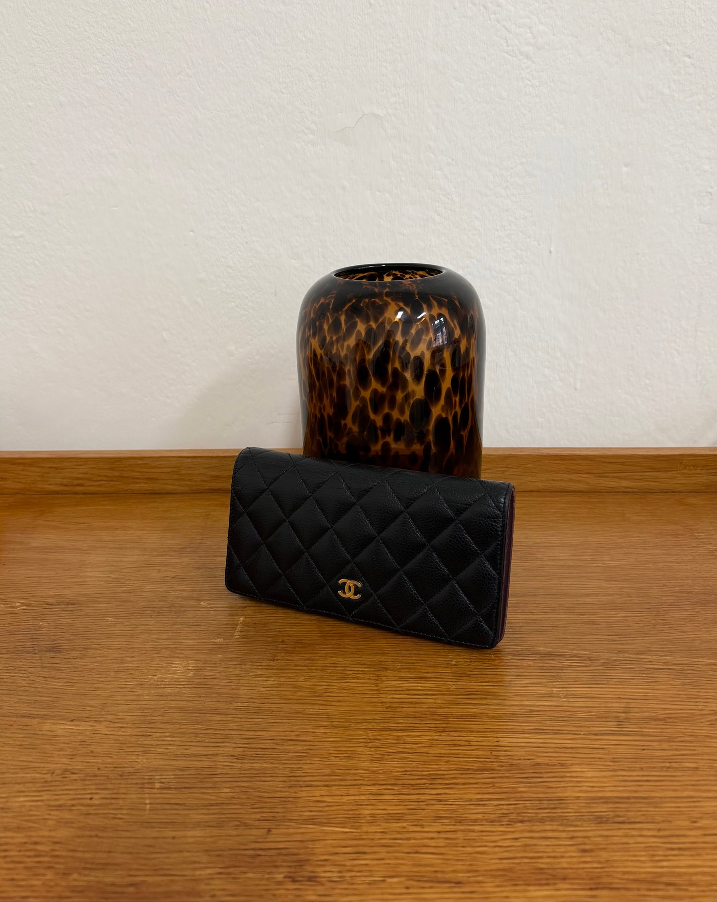 CHANEL CAVIAR LONG WALLET BLACK SERIES 21