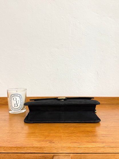 CHANEL SUEDE BLACK FLAP BAG