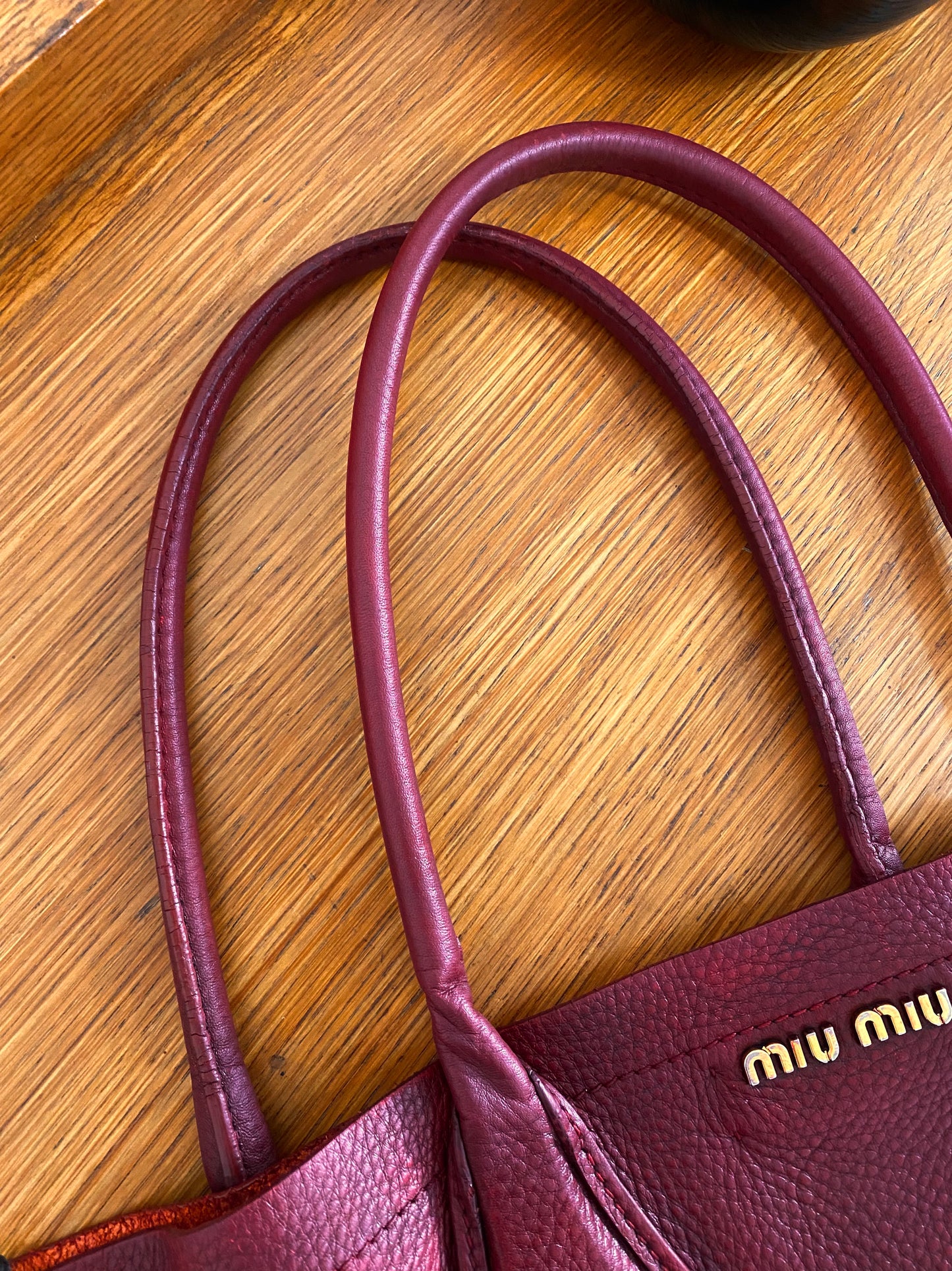 MIU MIU BURGUNDY TOTE BAG