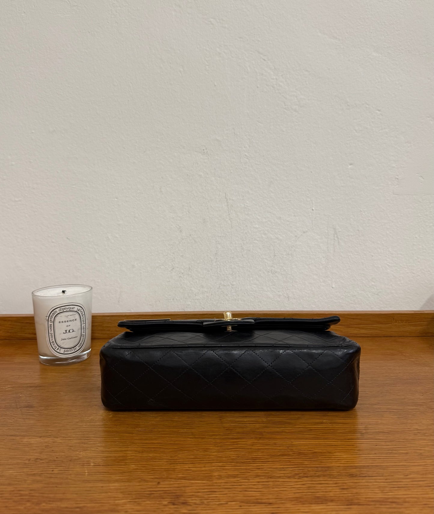 CHANEL CLASSIC DOUBLE FLAP BAG MEDIUM BLACK 24K GOLD HW