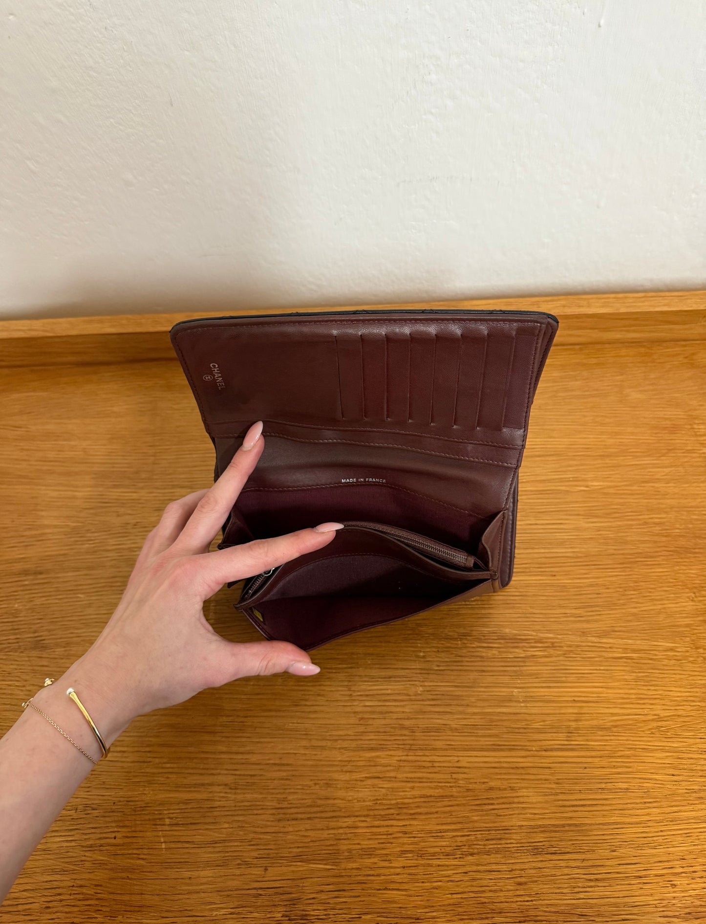 CHANEL CLASSIC LONG WALLET LAMBSKIN BLACK SERIES 10