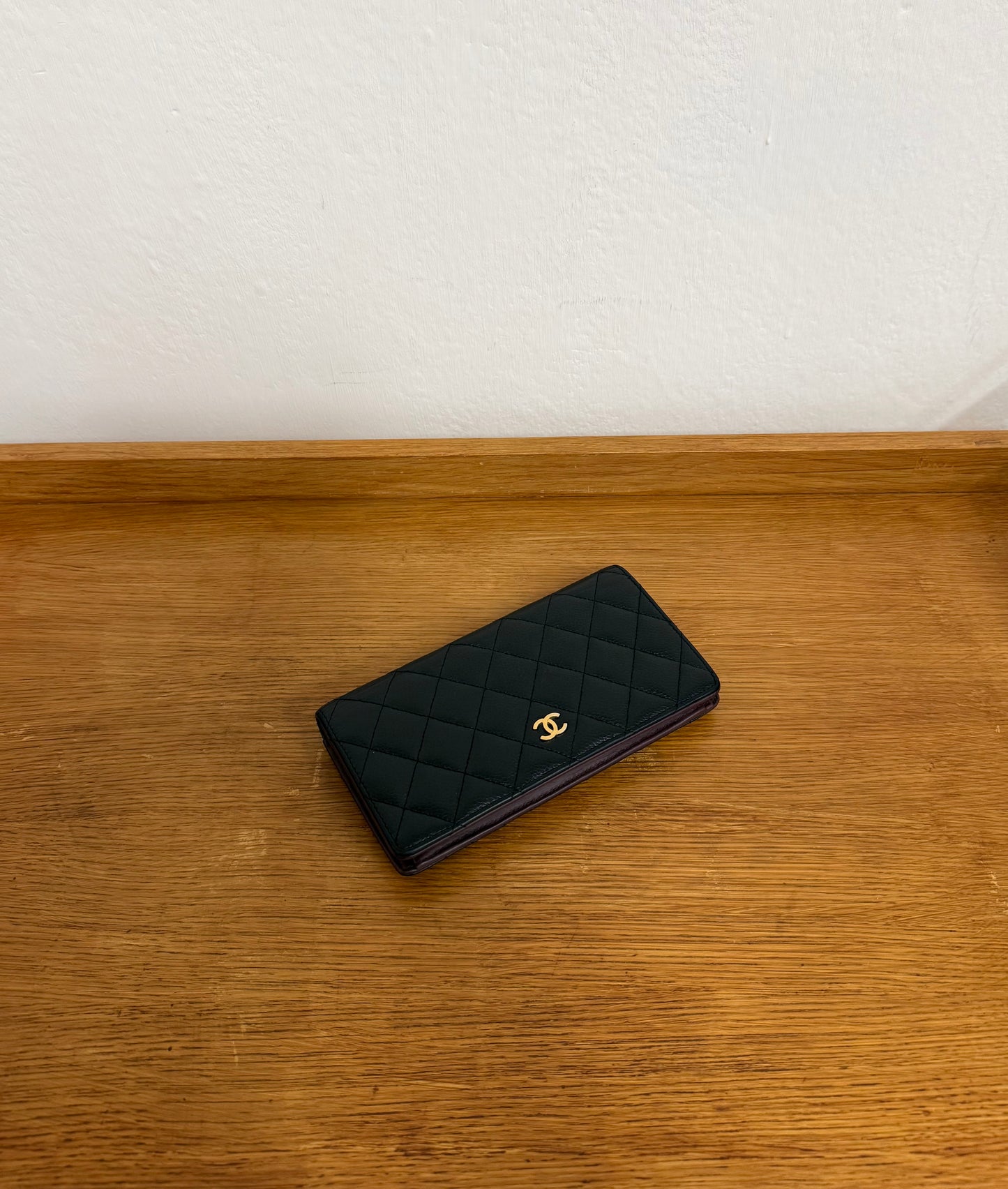 CHANEL CAVIAR LONG WALLET BLACK SERIES 21