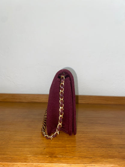 CHANEL BURGUNDY QUILTED WOC 24K GOLD PLATED