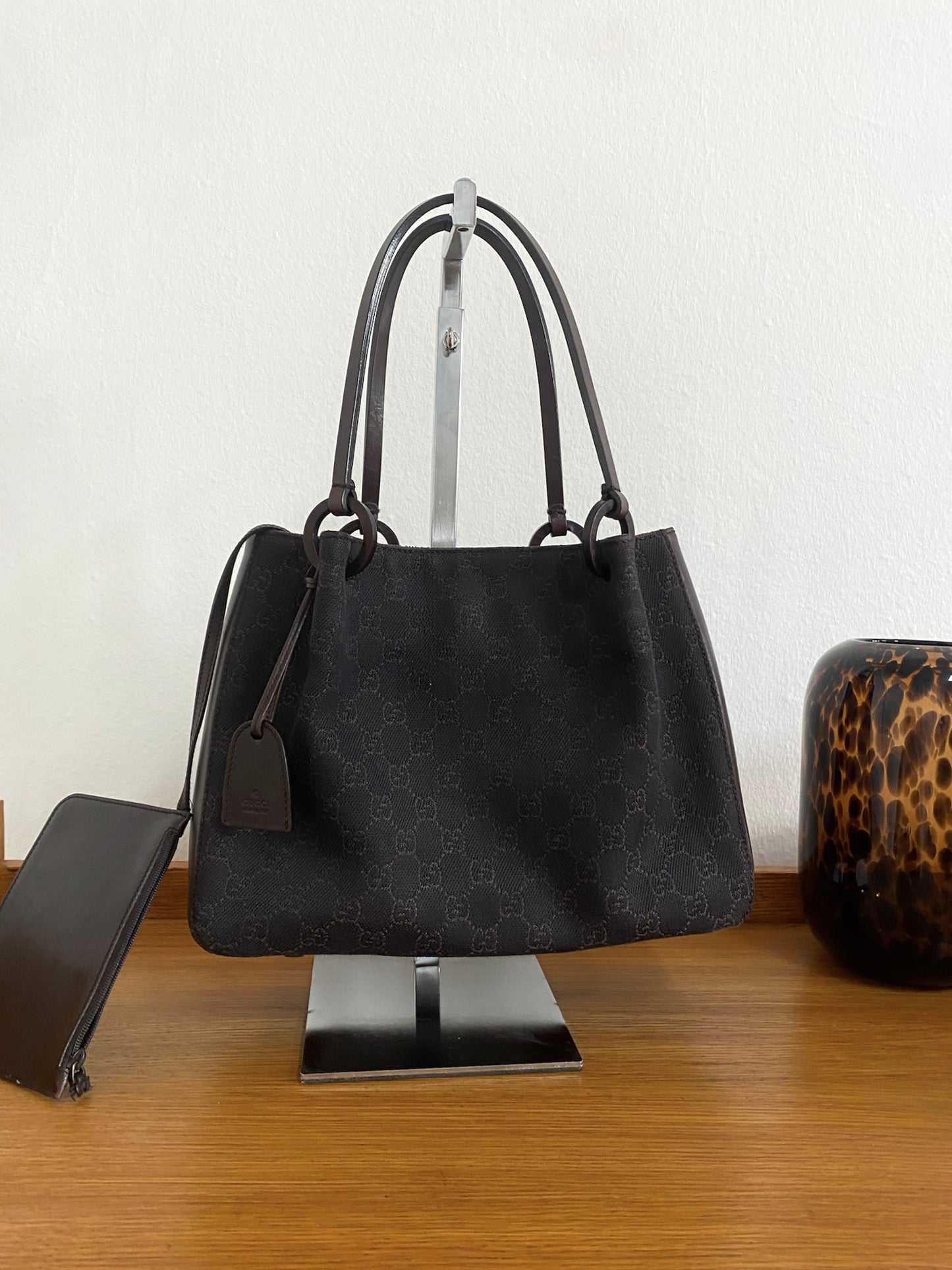 GUCCI GG MONOGRAM SHOULDER BAG & POUCH