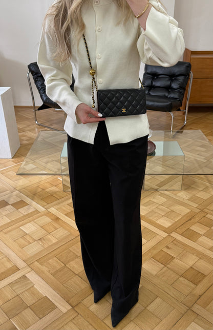SERIES 21 CHANEL LAMBSKIN LONG WALLET BLACK GOLD
