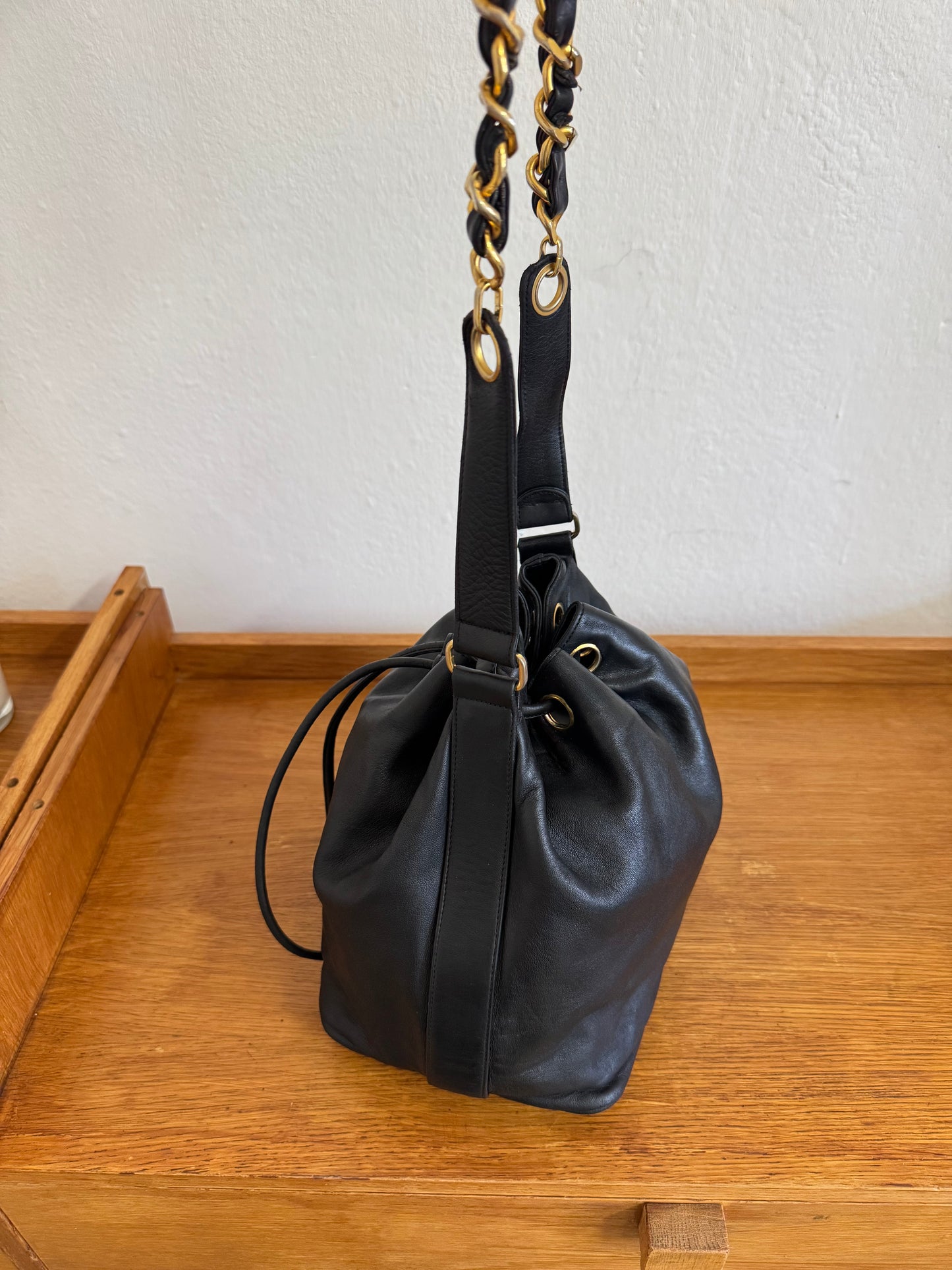 CHANEL BUCKET BAG CC LOGO & POUCH