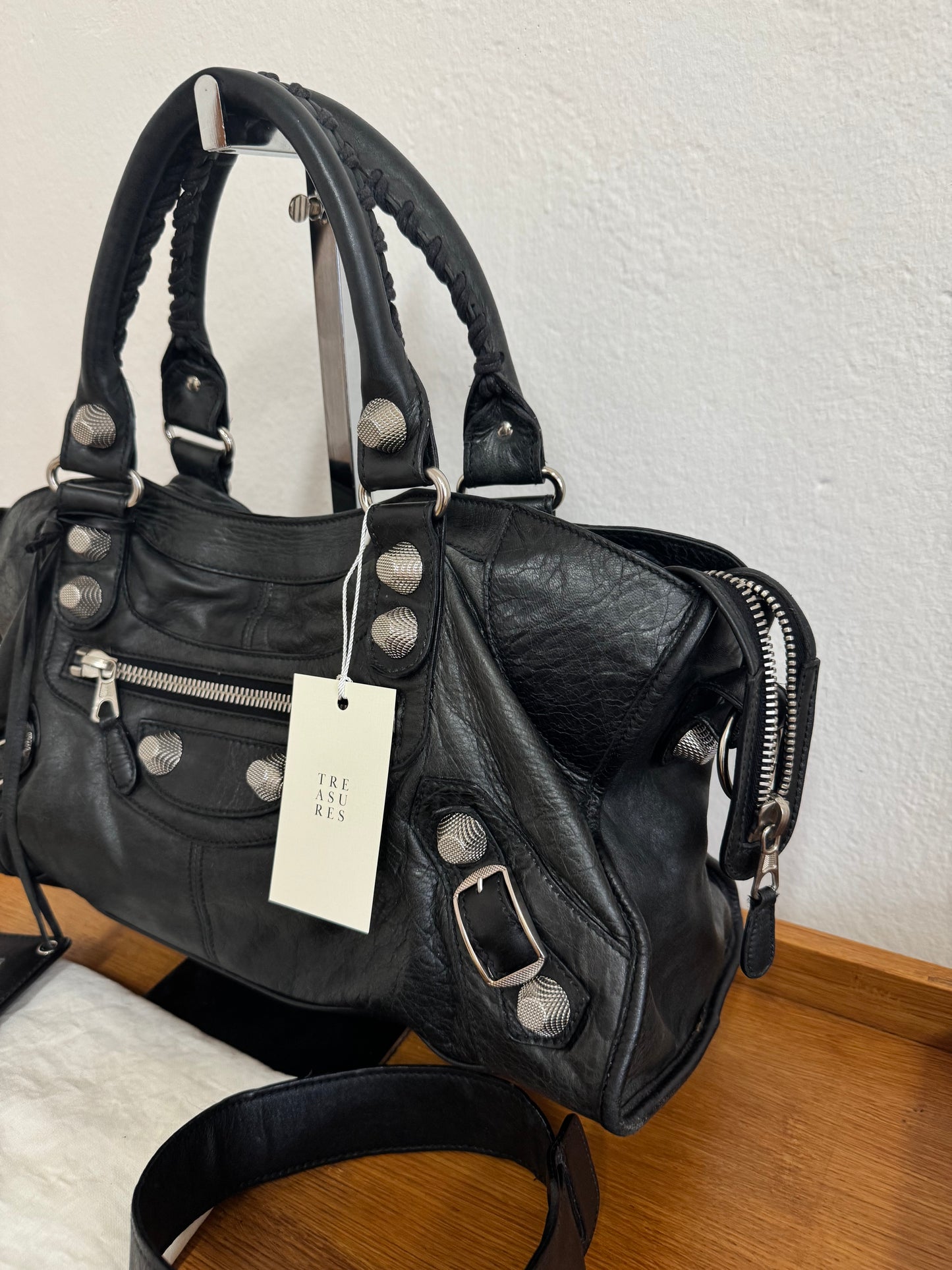 BALENCIAGA CITY BAG BLACK SILVER HW