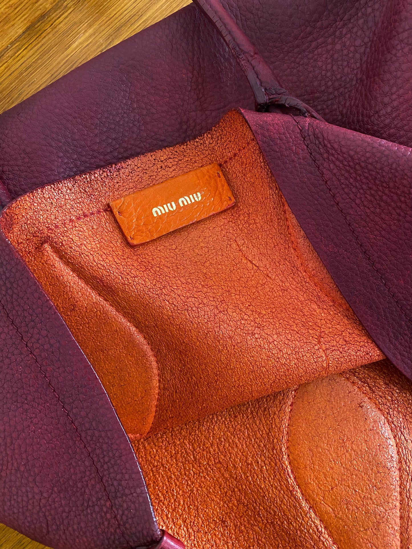 MIU MIU BURGUNDY TOTE BAG