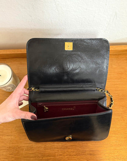 CHANEL FULL FLAP BLACK LAMBSKIN