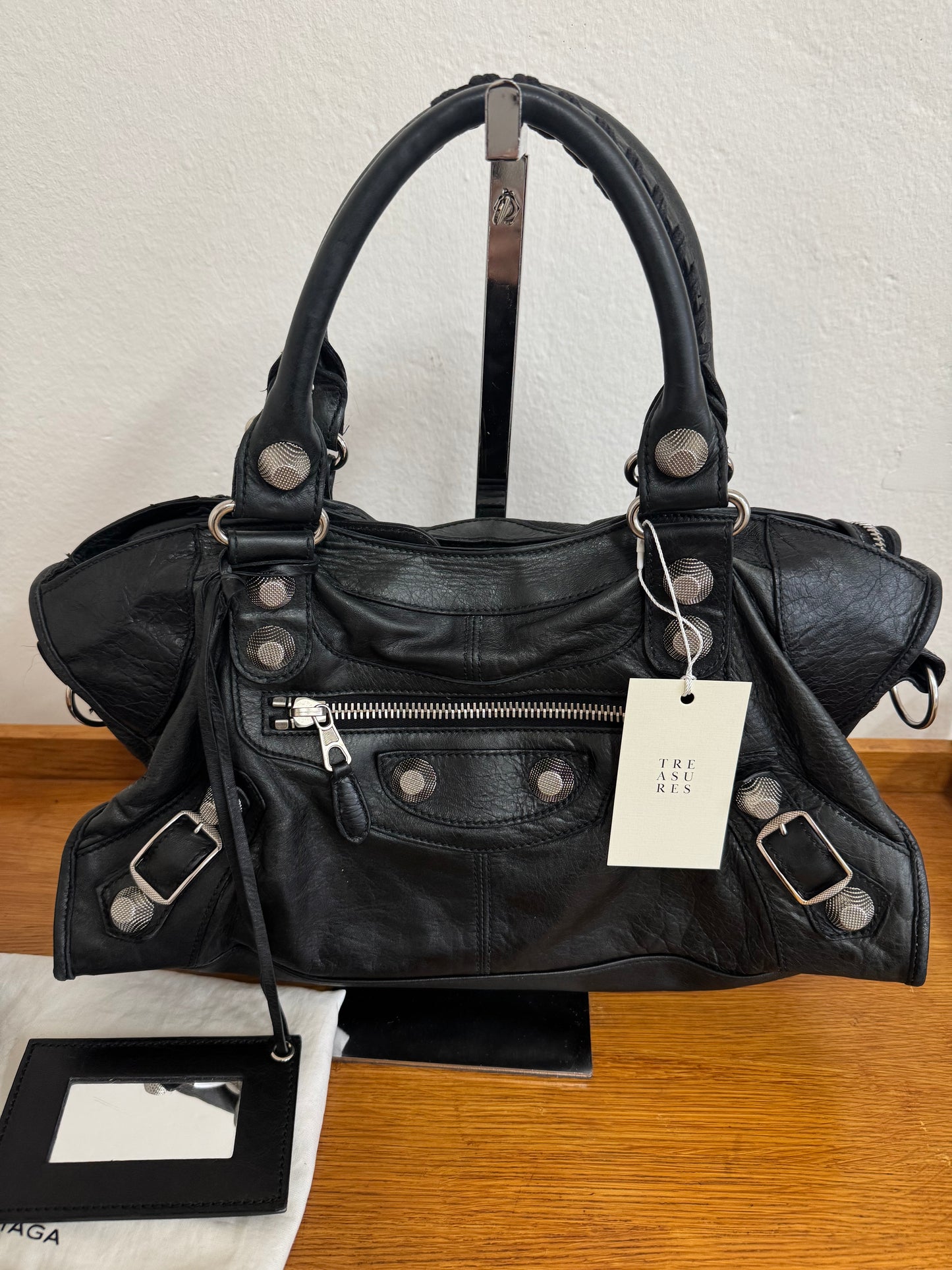 BALENCIAGA CITY BAG BLACK SILVER HW