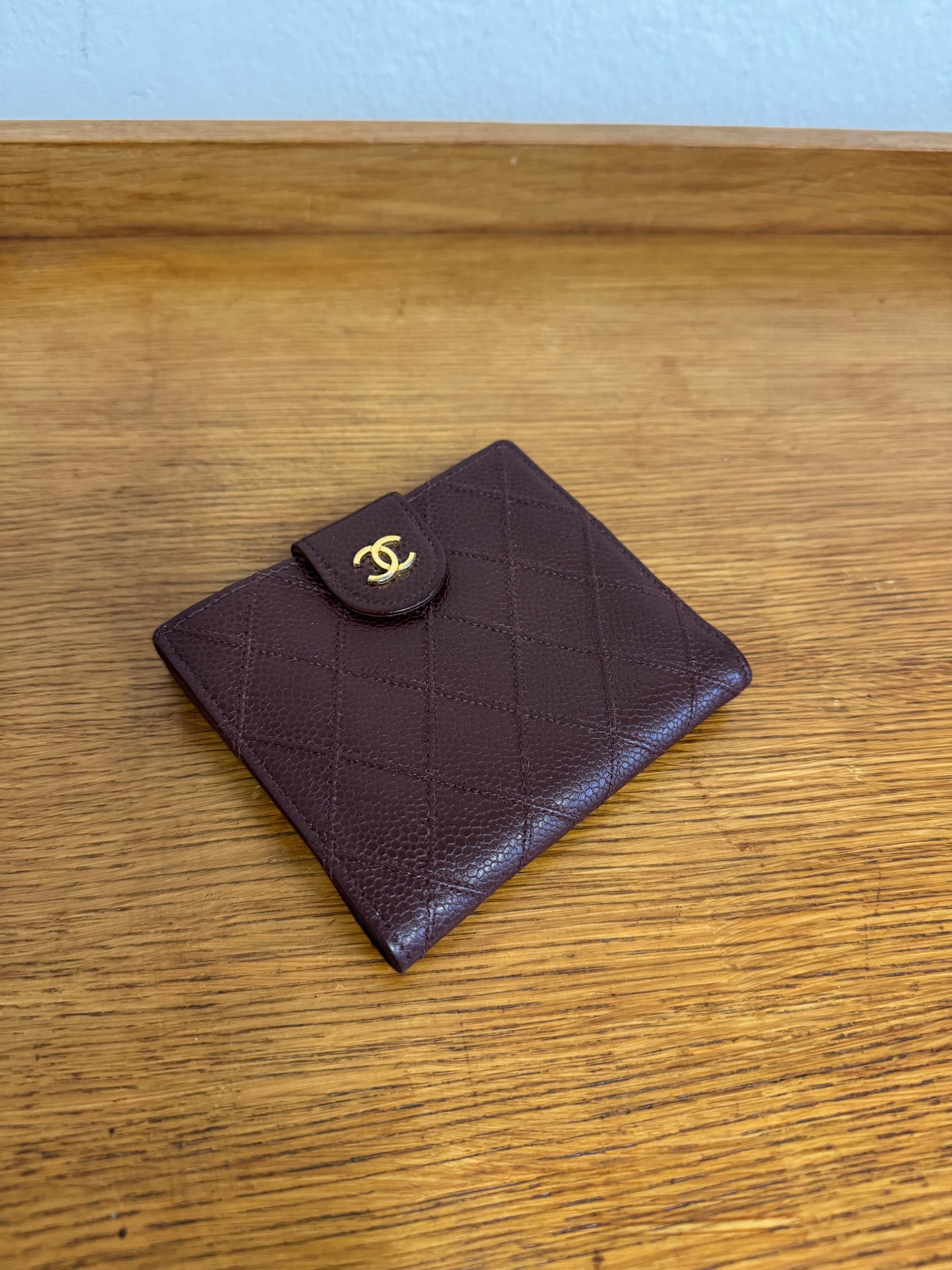 CHANEL DOUBLE SIDED WALLET CAVIAR BURGUNDY