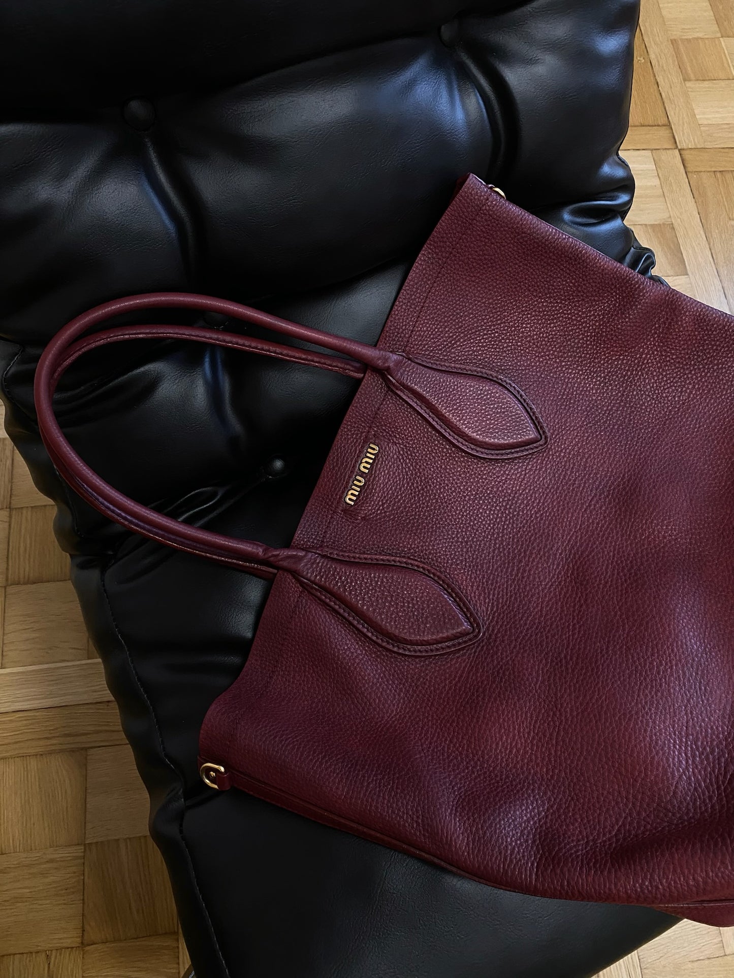MIU MIU BURGUNDY TOTE BAG