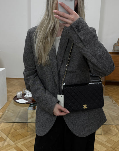 CHANEL FULL FLAP LAMBSKIN BLACK