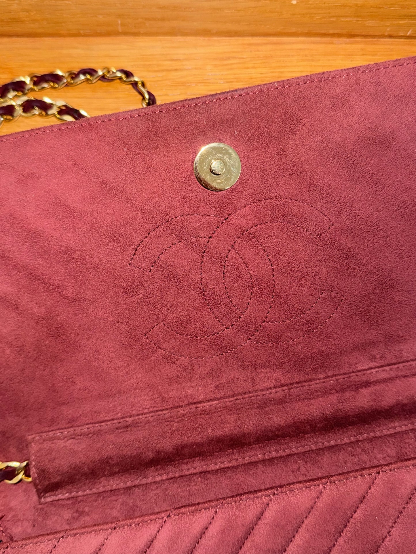 CHANEL SUEDE BURGUNDY FLAP BAG