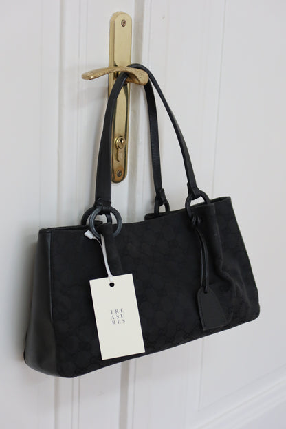 GUCCI GG SHOULDER BAG BLACK WITH POUCH