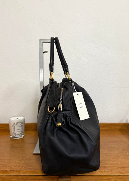 MIU MIU VITELLO LARGE SHOULDER BAG BLACK