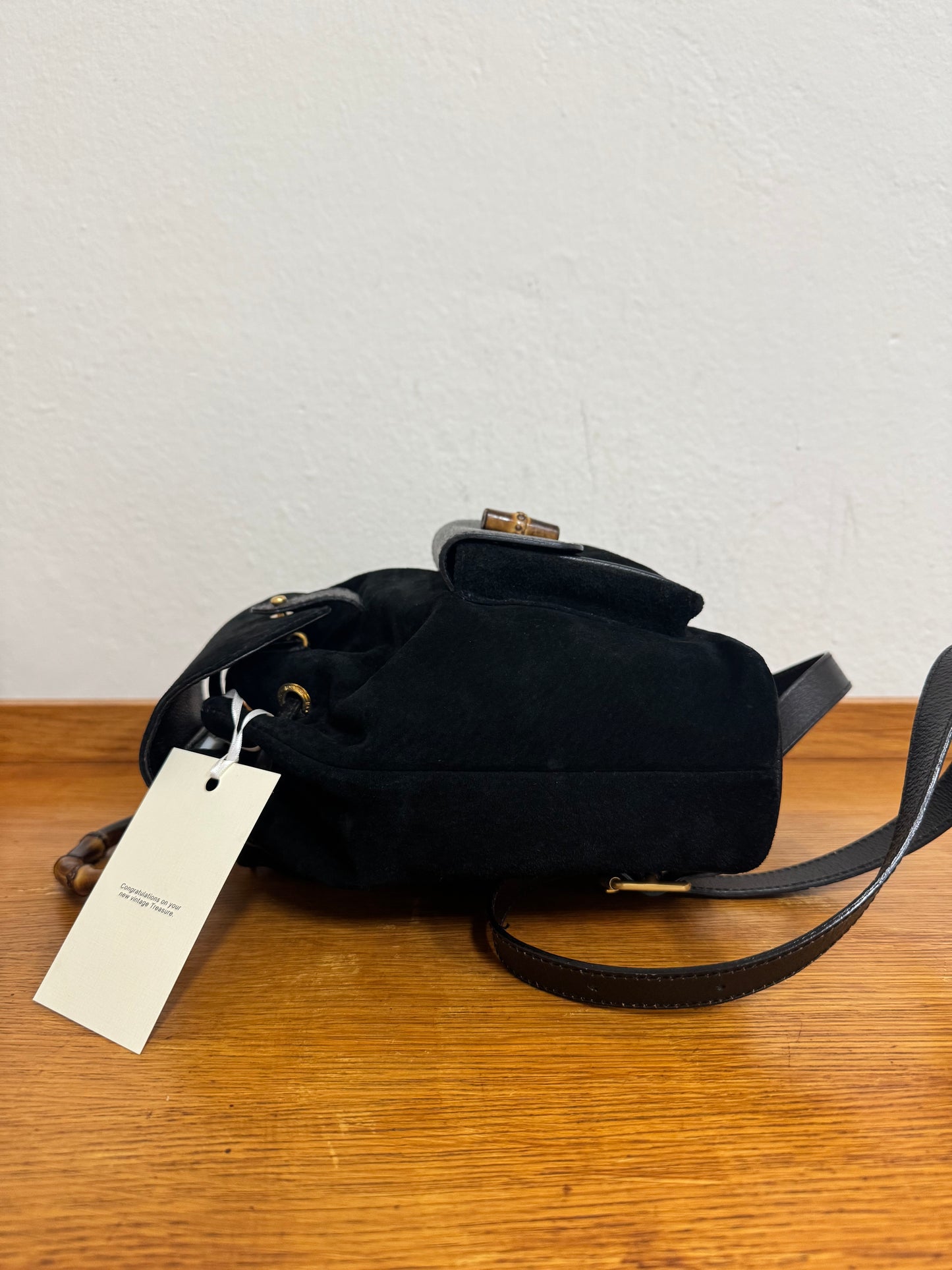 GUCCI SUEDE BAMBOO BACKAPACK