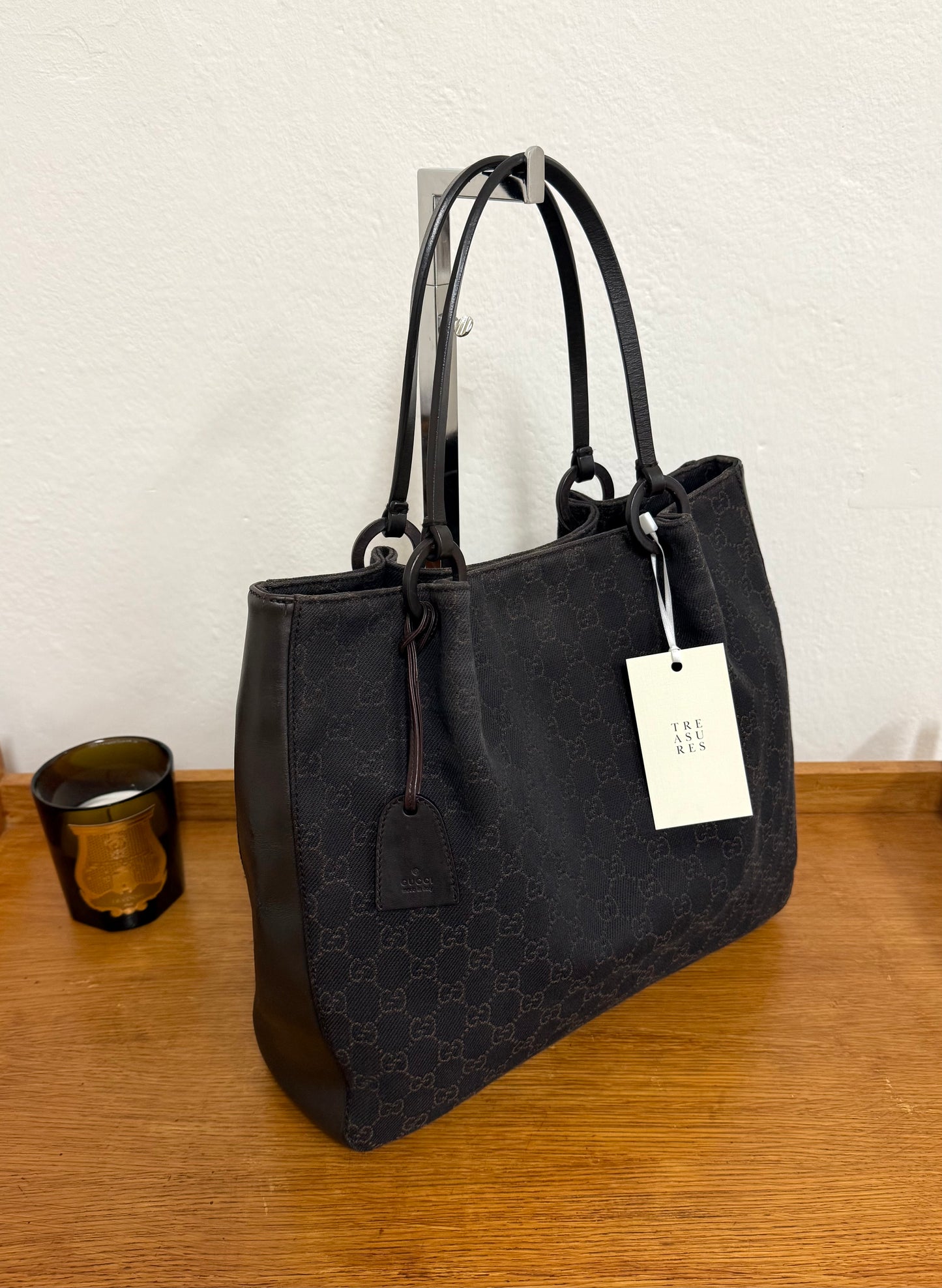 GUCCI GG SHOULDER BAG BLACK & POUCH TOM FORD ERA