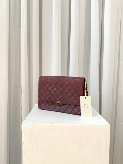 CHANEL BURGUNDY FLAP BAG LAMBSKIN