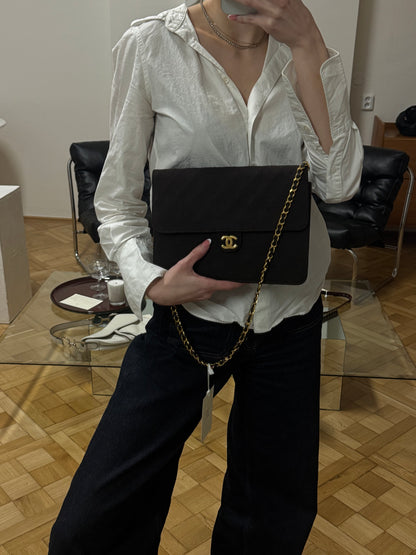 CHANEL SINGLE FLAP MATELASSE JERSEY BROWN BAG