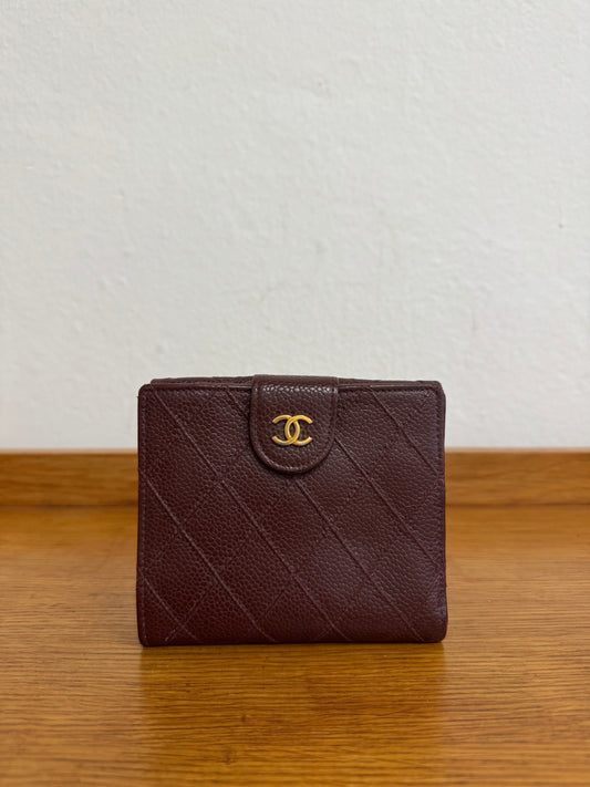 CHANEL DOUBLE SIDED WALLET CAVIAR BURGUNDY