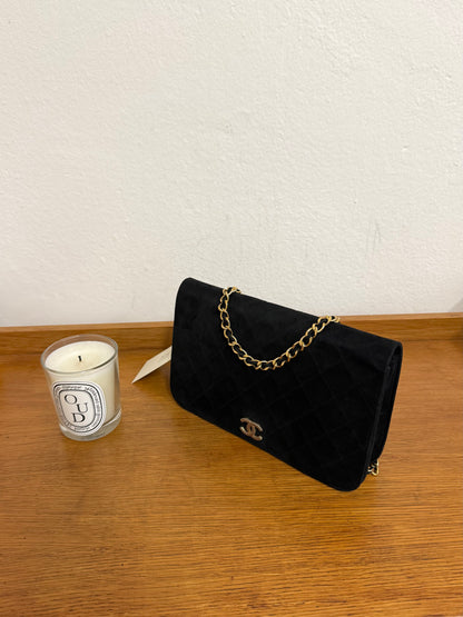 CHANEL SUEDE FULL FLAP BLACK