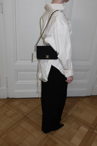 CHANEL SUEDE WOC BLACK 24K GOLD
