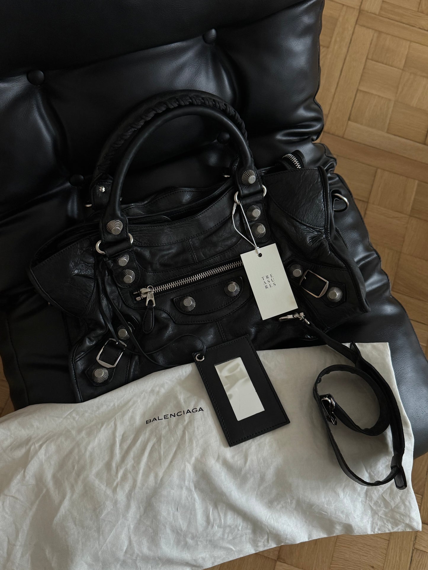 BALENCIAGA CITY BAG BLACK SILVER HW