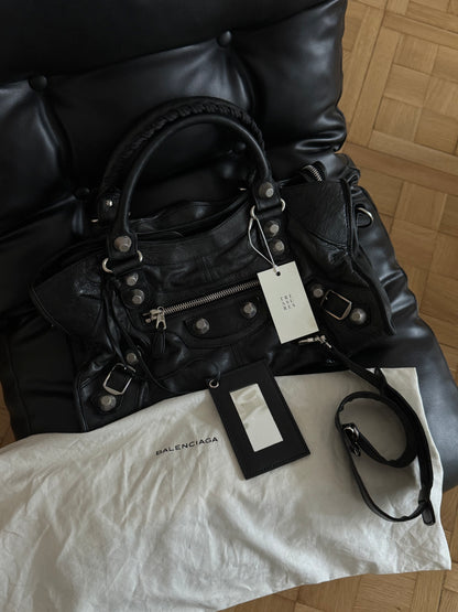BALENCIAGA CITY BAG BLACK SILVER HW