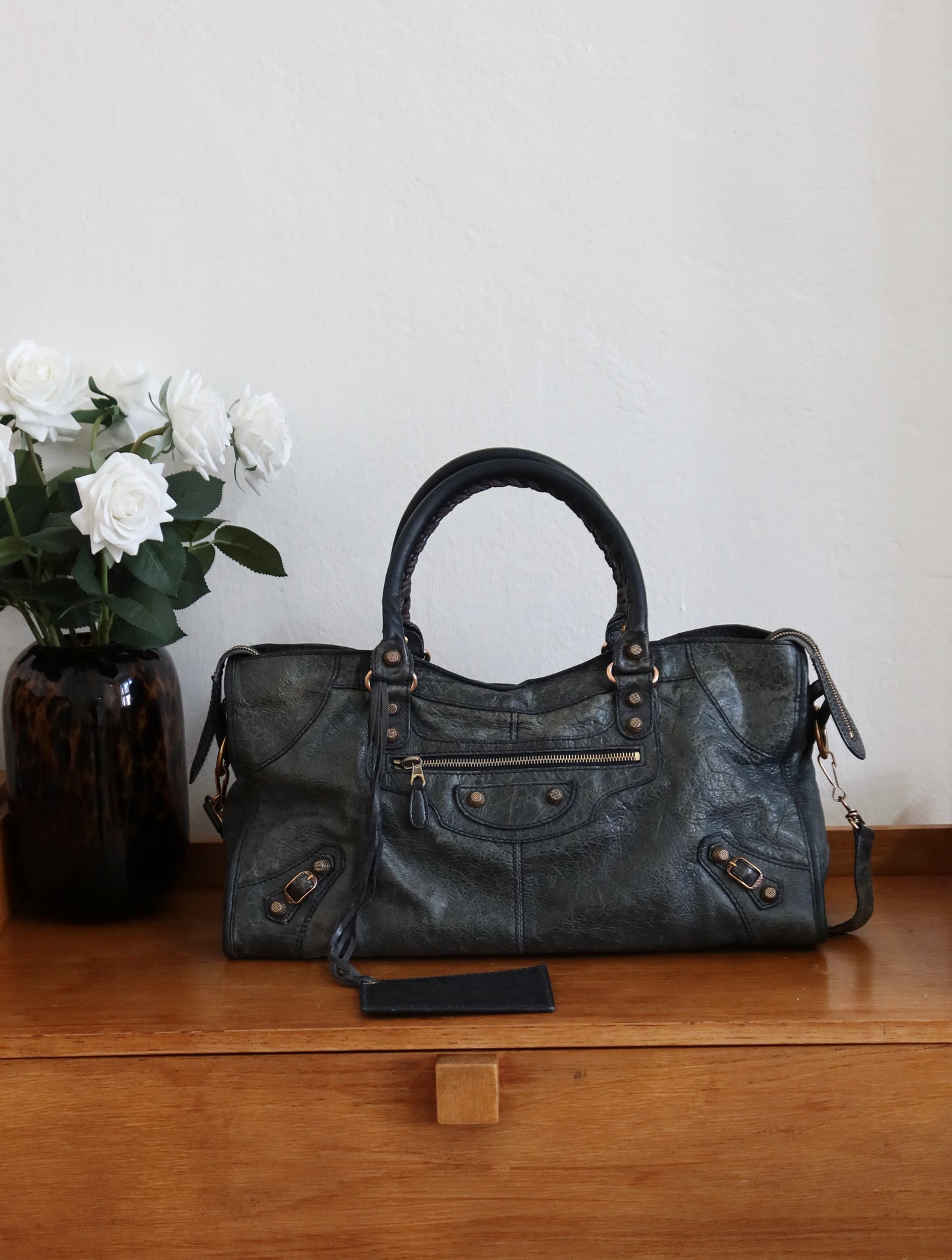 BALENCIAGA CITY BAG GREY-GREEN