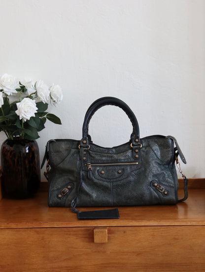 BALENCIAGA CITY BAG GREY-GREEN