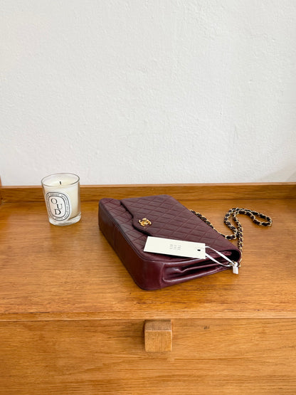 CHANEL BURGUNDY FLAP BAG LAMBSKIN