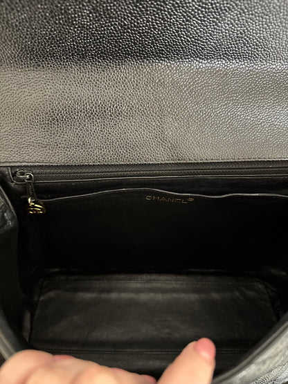 CHANEL MATELASSE CAVIAR KELLY BLACK 24K GOLD HW