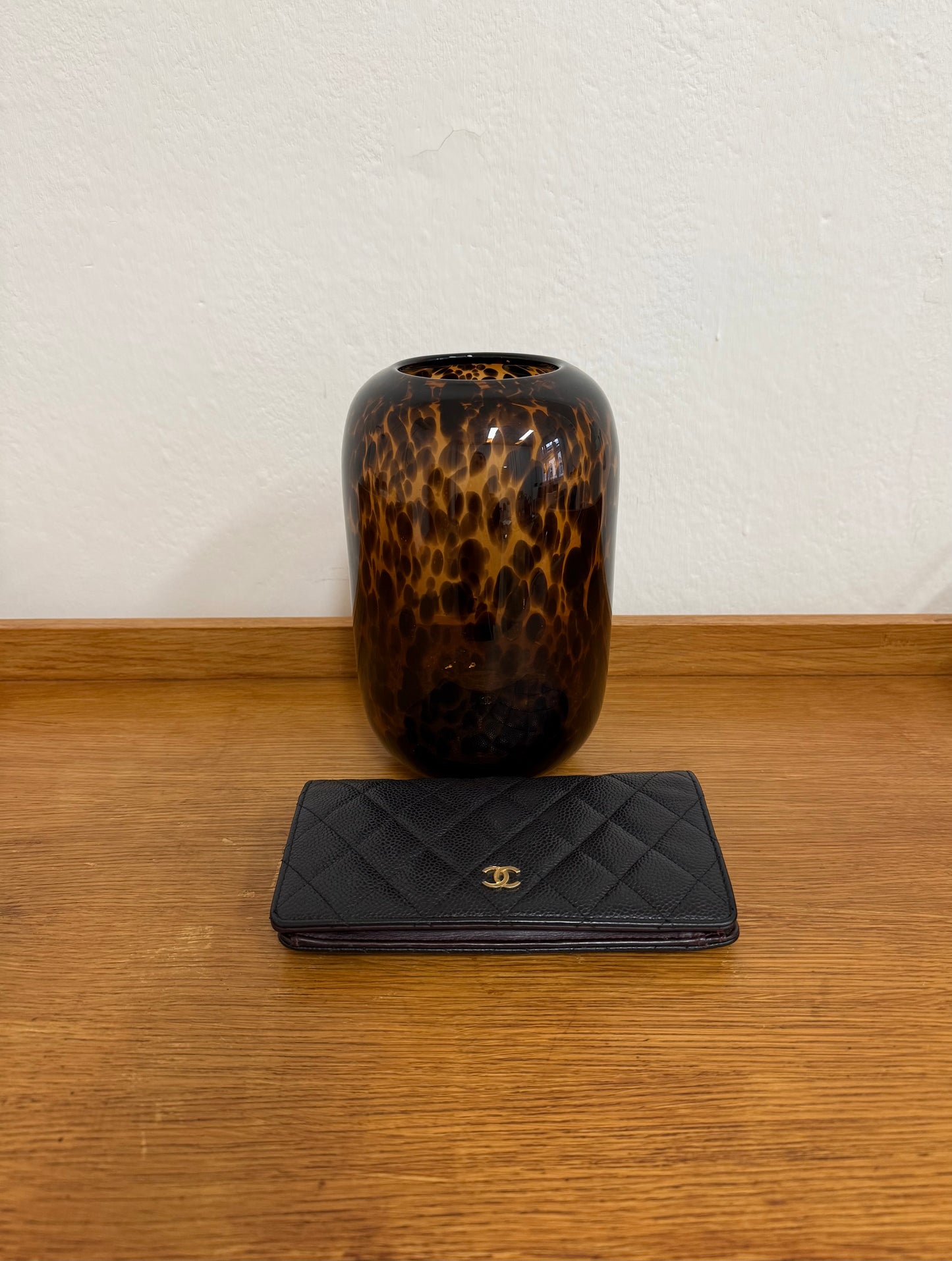 CHANEL CAVIAR LONG WALLET BLACK SERIES 18