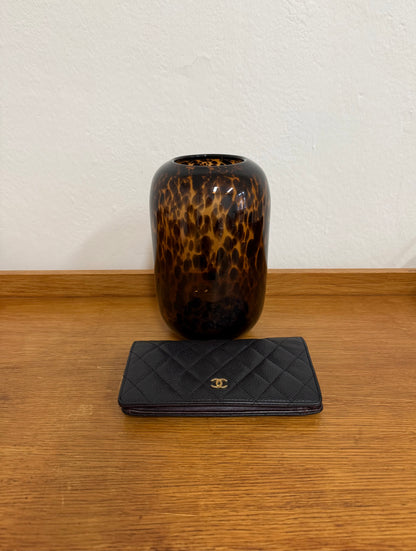 CHANEL CAVIAR LONG WALLET BLACK SERIES 18