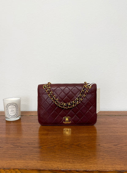 CHANEL FULL FLAP TWIST LOCK 24k GOLD BURGUNDY