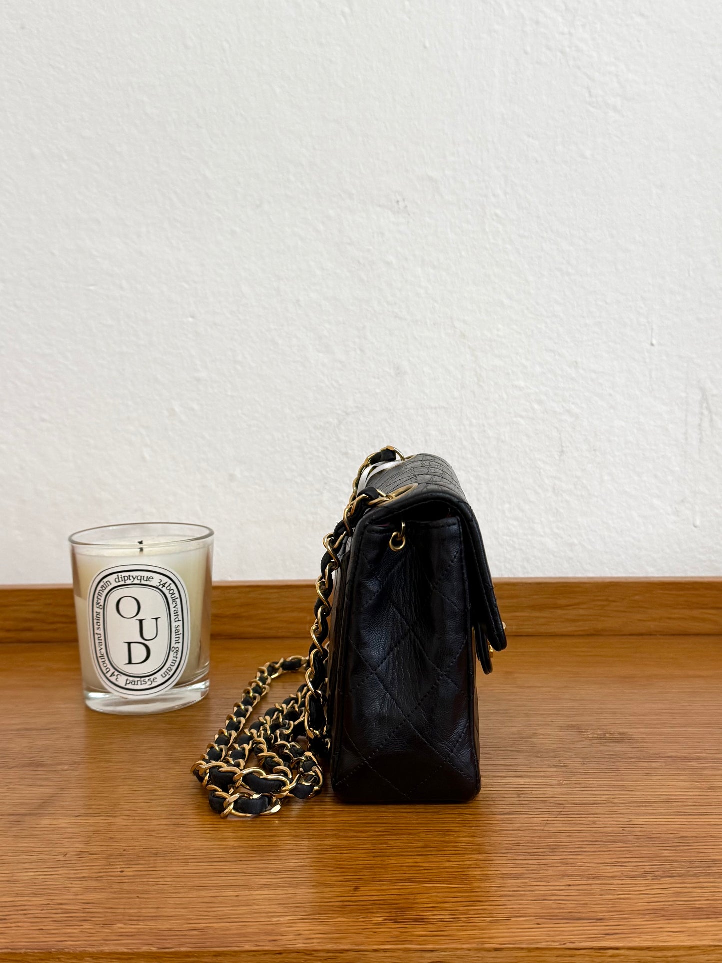 CHANEL SINGLE FLAP BAG BLACK LAMBSKIN