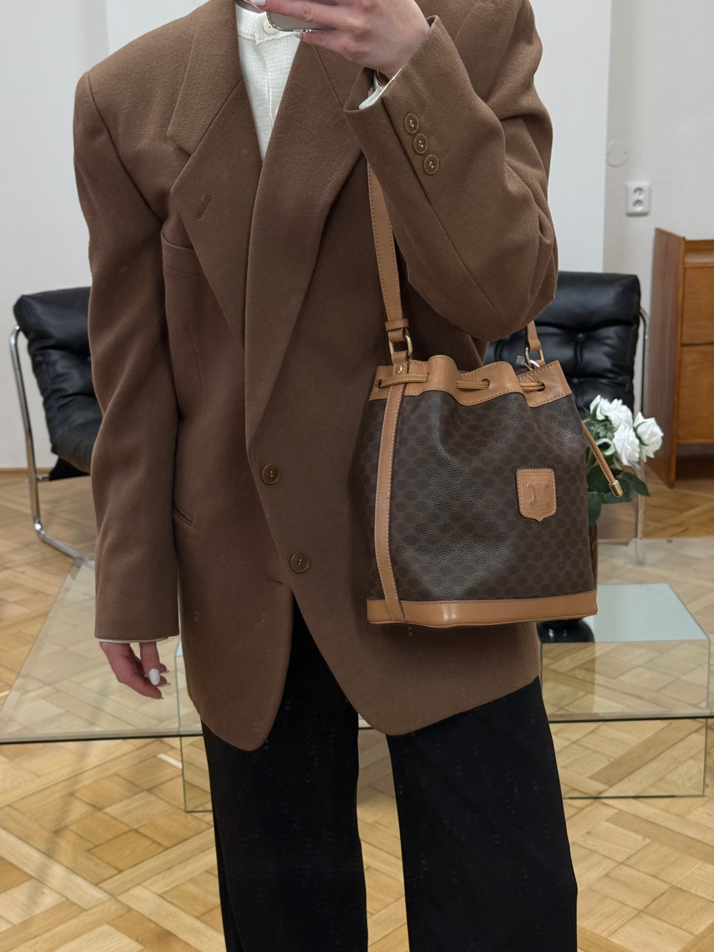 CELINE MACADAM BUCKET BAG & POUCH