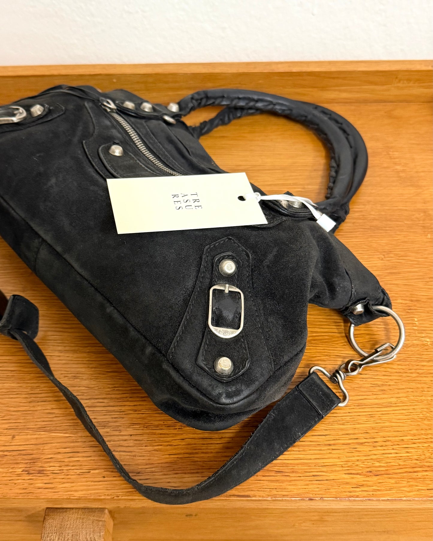 BALENCIAGA SUEDE CITY BAG BLACK