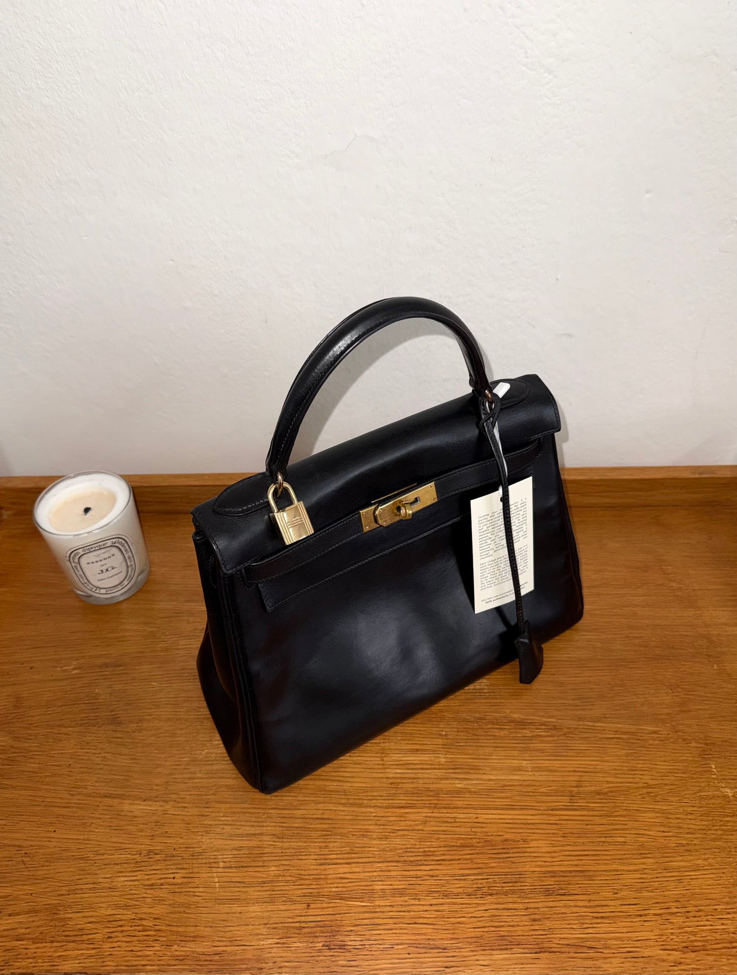 HERMES KELLY 28 BOX CALF BLACK 1959 O stamp