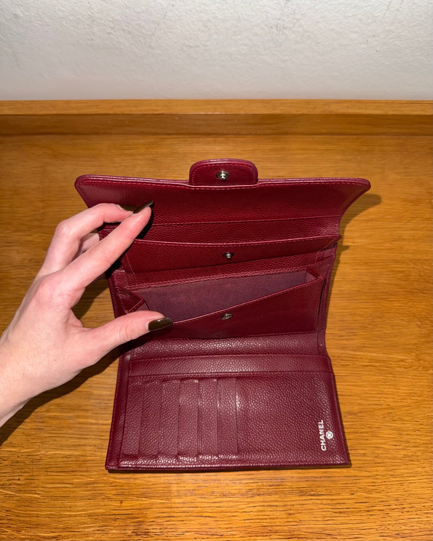 CHANEL CAVIAR LONG WALLET BURGUNDY
