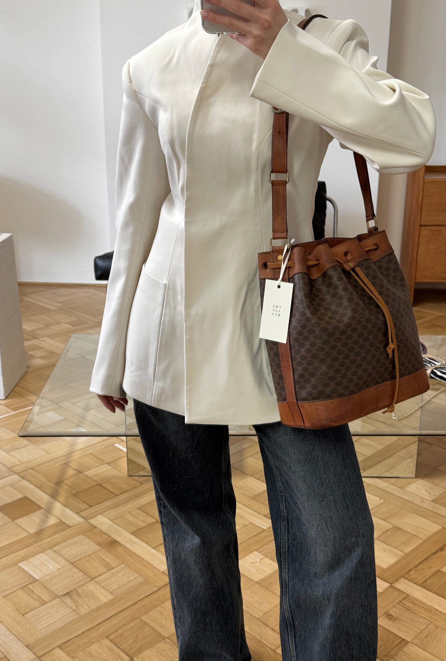 CELINE MACADAM BUCKET BAG & POUCH