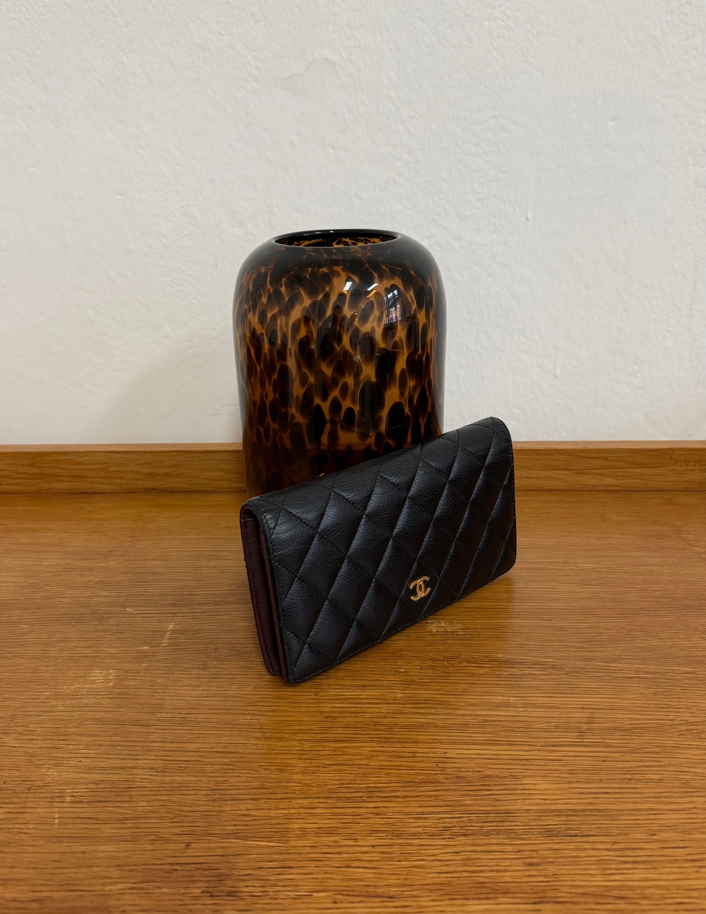 CHANEL CAVIAR LONG WALLET BLACK SERIES 21