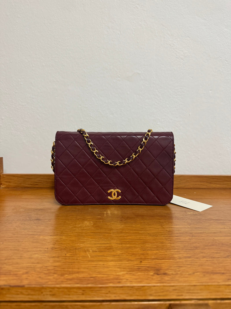CHANEL FULL FLAP LAMBSKIN BURGUNDY