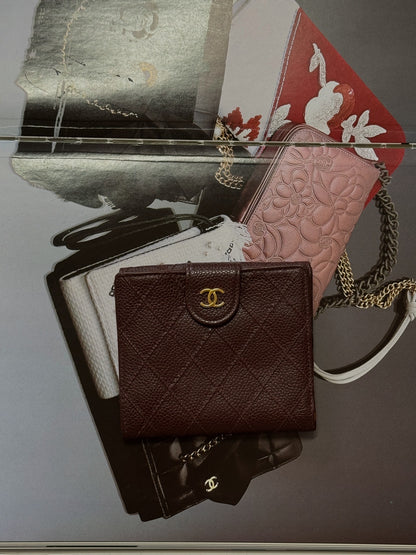 CHANEL DOUBLE SIDED WALLET CAVIAR BURGUNDY